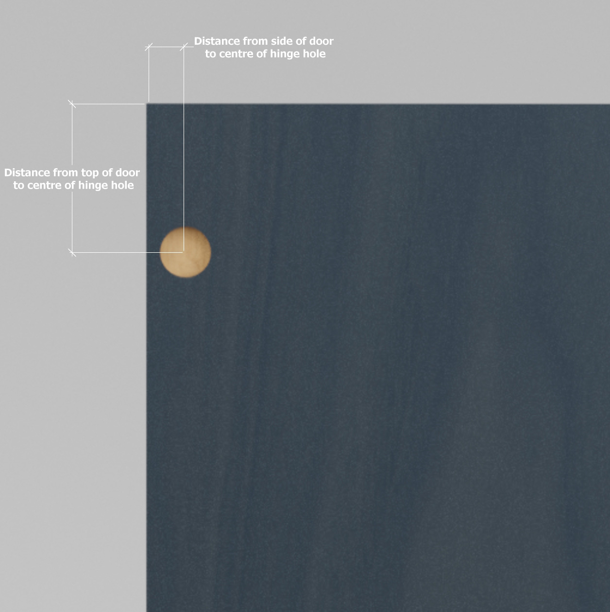 Diagram of how to measure a door for the hinge hole location